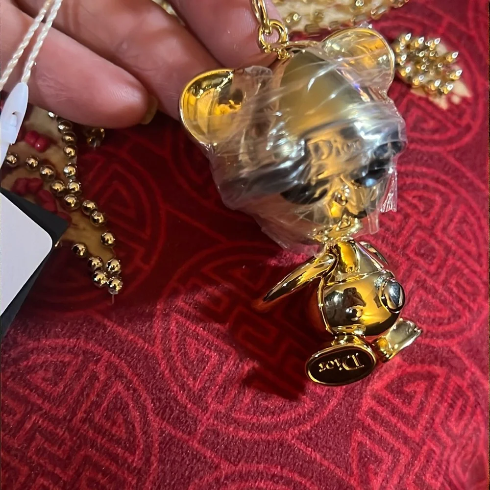 Dior Gold/Silver Inlex Bear Charm Rare NIB
